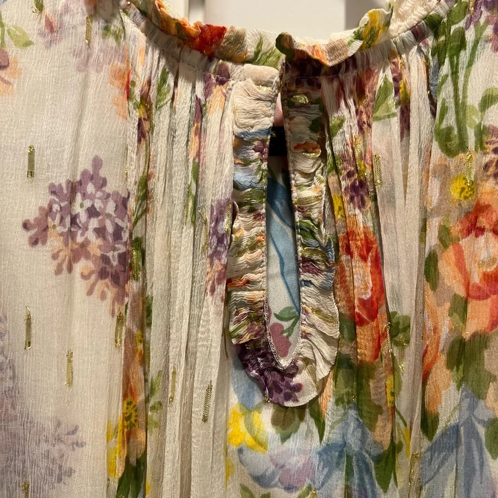 Needle & Thread Floral Diamond Chiffon Dress in Champagne - Picture 10 of 11